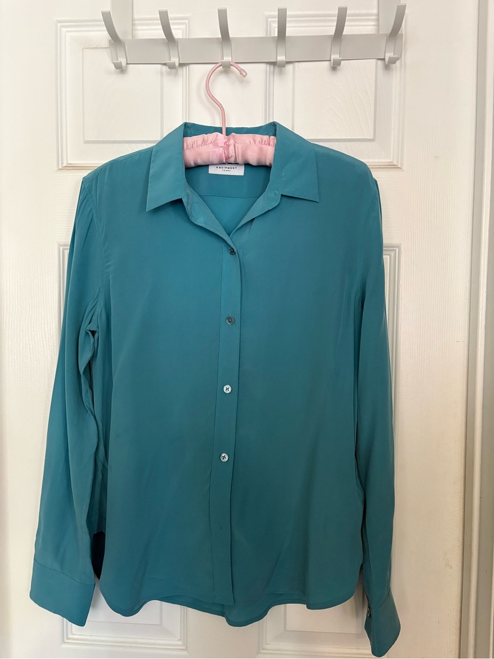 Equipment Femme Teal Button-Down Silk Blouse
